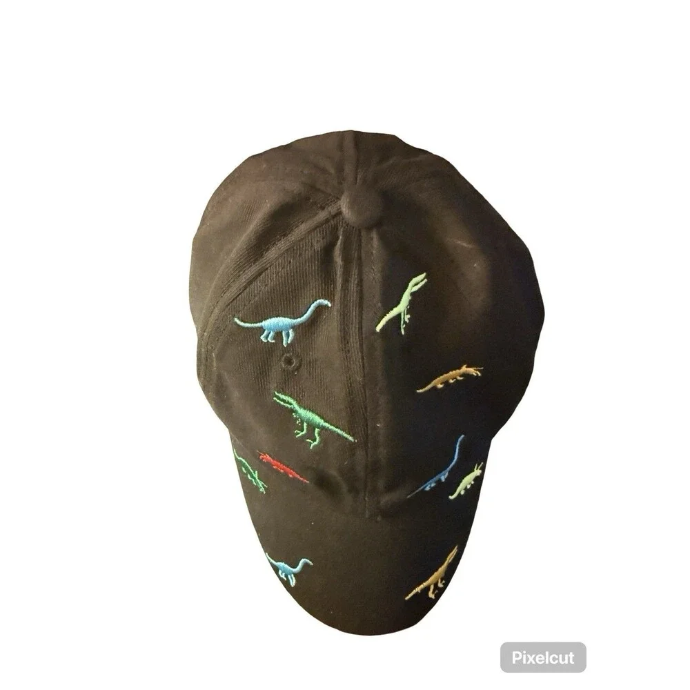 Kids Dinosaur Baseball Cap Embroidered Dino Hat Adjustable Khaki Youth Cap New